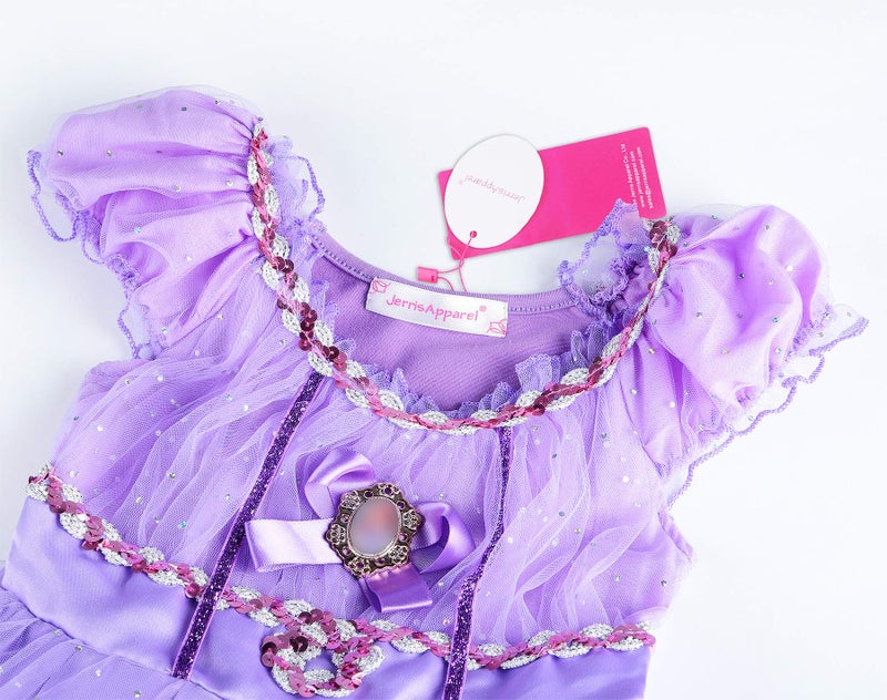 JerrisApparel Girls Princess Costume Floor Length Birthday Party Dress up (6, Purple with Accessories) - Image 4